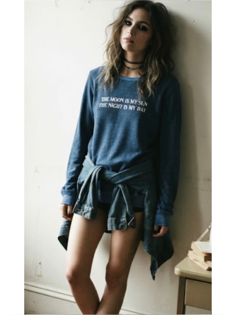 Wildfox Baggy Beach Jumper Moon Is My Sun Night Is My Day Classic Sweatshirt